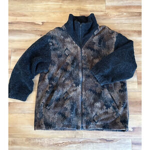 Vintage Forecaster Sport Fleece Jacket Medium Camo Southwest Geometric Lined 90s